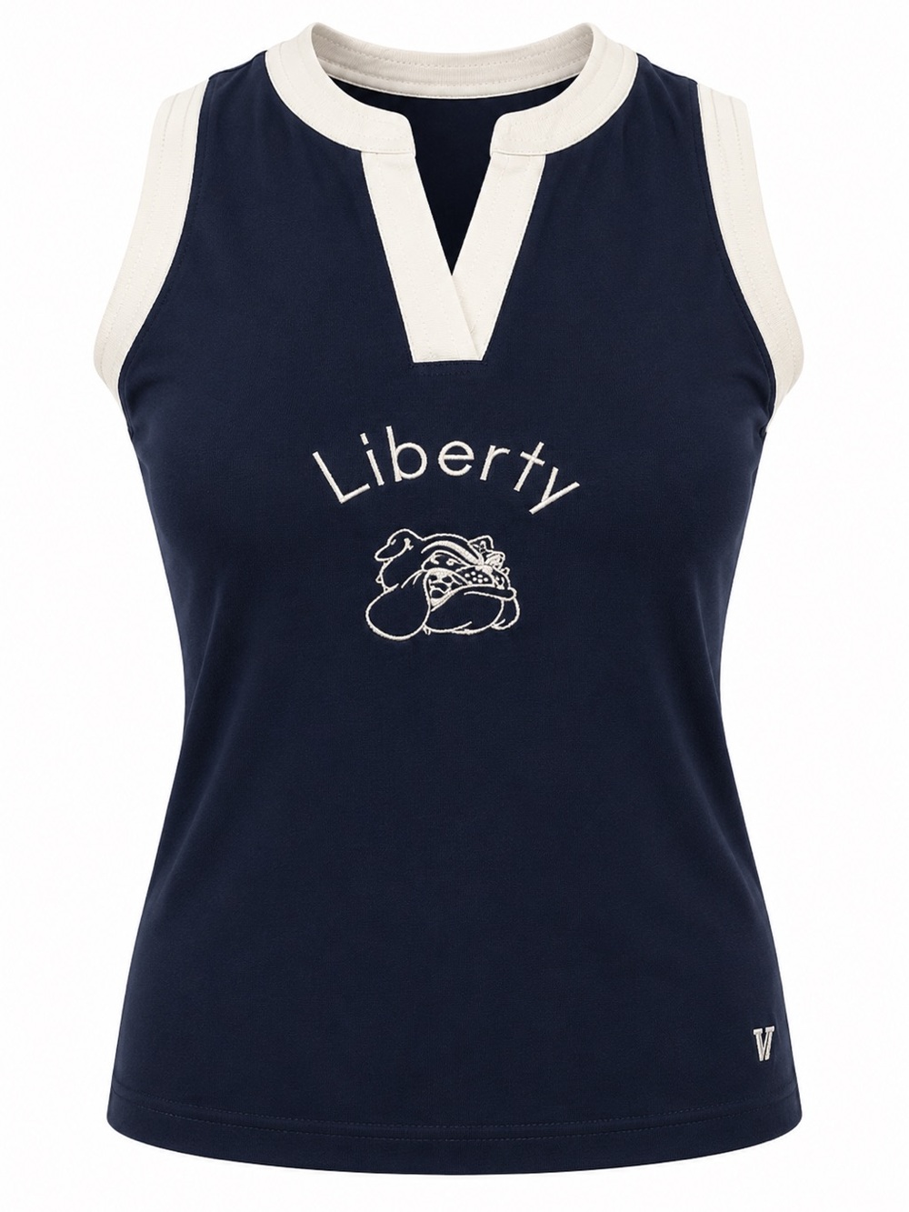 Varsity Liberty Bulldogs Women's Dark Blue and White Tank Top